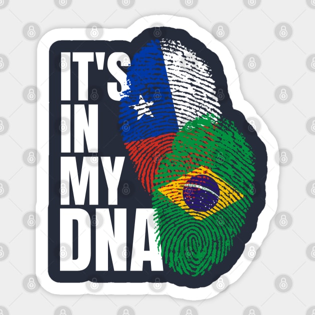 Chilean And Brazilian Mix DNA Flag Heritage Gift Sticker by Just Rep It!!